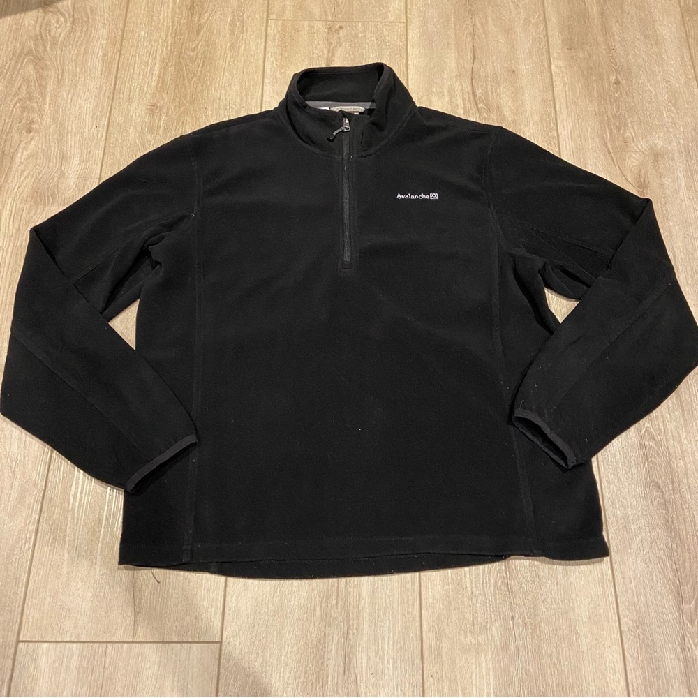 Avalanche Black Long Sleeve Half Zip Fleece, Large
